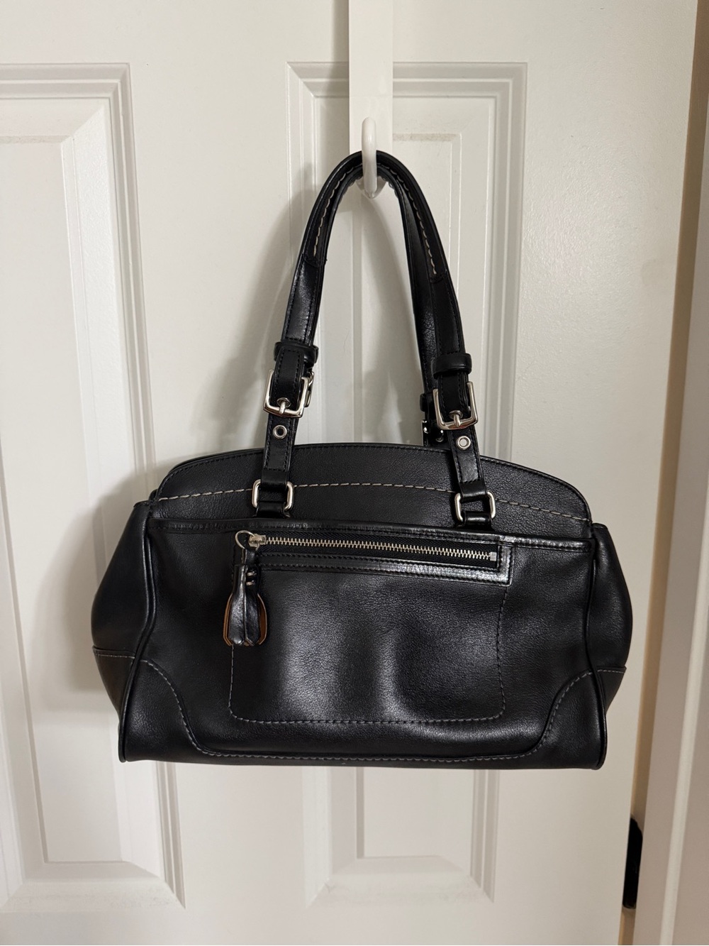 Coach Black Leather Hamptons satchel - Picture 2 of 4